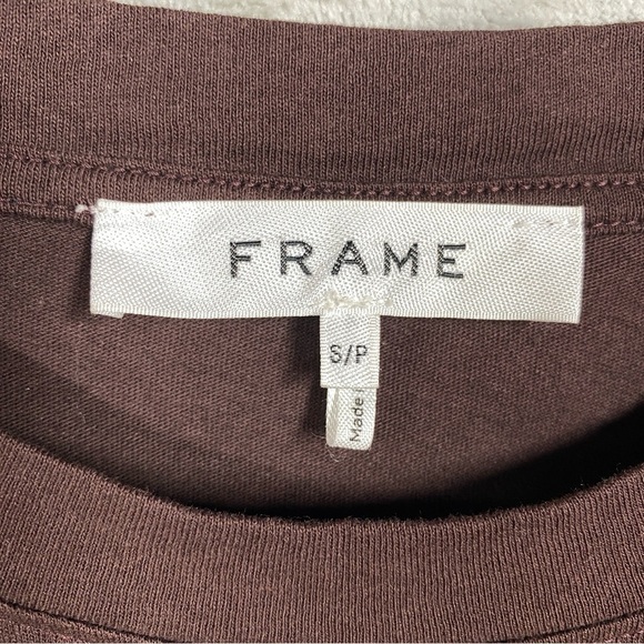 Frame Padded Shoulder Tee in Mahogany Pleated Womens Size S - Picture 6 of 8